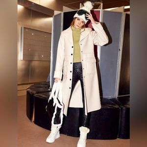 Faux Leather & Shearling Long Coat